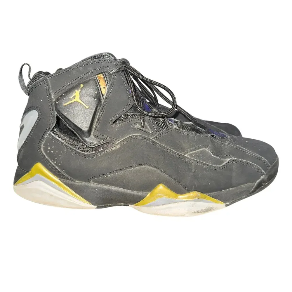 Nike Jordan True Flight Sneakers Men's Size 11 Black Metallic Gold Leather Shoes